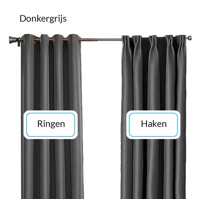 Koop Verduisterende & isolerende gordijnen - Donkergrijs - ringen - 150x250cm - 8713667010740