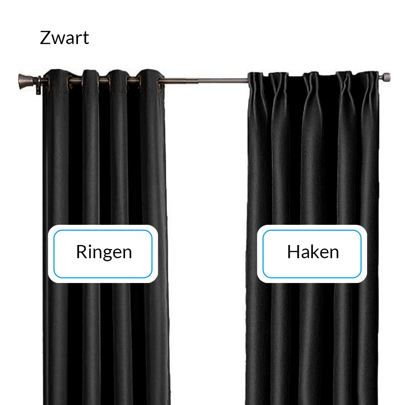 Koop Verduisterende & isolerende gordijnen - Zwart - Haken - 300x250cm - 8713667010795
