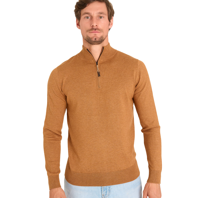 Koop Mario Russo Half Zip Sweater - Camel - XXXL - 8720955000611
