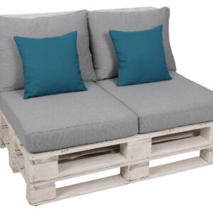 GO-DE Textil Palletkussenset (Lichtgrijs/petrol) (4014082058107)