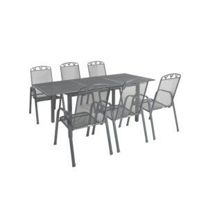 Greemotion Tuinset Toulouse (Uitschuifbare tafel + 6 stapelstoelen, 140-200 x 74 x 90 cm) (4005437070134)