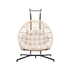 HOME DELUXE Hangstoel met frame Loma (2-zits, Beige) (4058166418388)