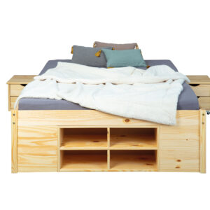 Inter Link Bedframe Claas of Till inclusief 2 nachtkastjes en lattenbodem (Natuur - Claas, 140 x 200 cm) (3015187501551)