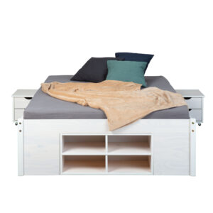 Inter Link Bedframe Claas of Till inclusief 2 nachtkastjes en lattenbodem (Wit - Tot, 140 x 200 cm) (3015187500301)