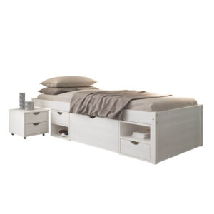 Inter Link Bedframe Claas of Till inclusief 2 nachtkastjes en lattenbodem (Wit - Tot, 90 x 200 cm) (3015187500271)