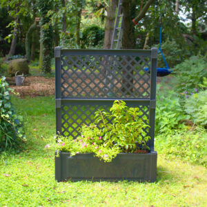 KHW bloembak met centraal trellis, L 100 cm, 110 liter, kunststof (Antraciet) (4013351471050)