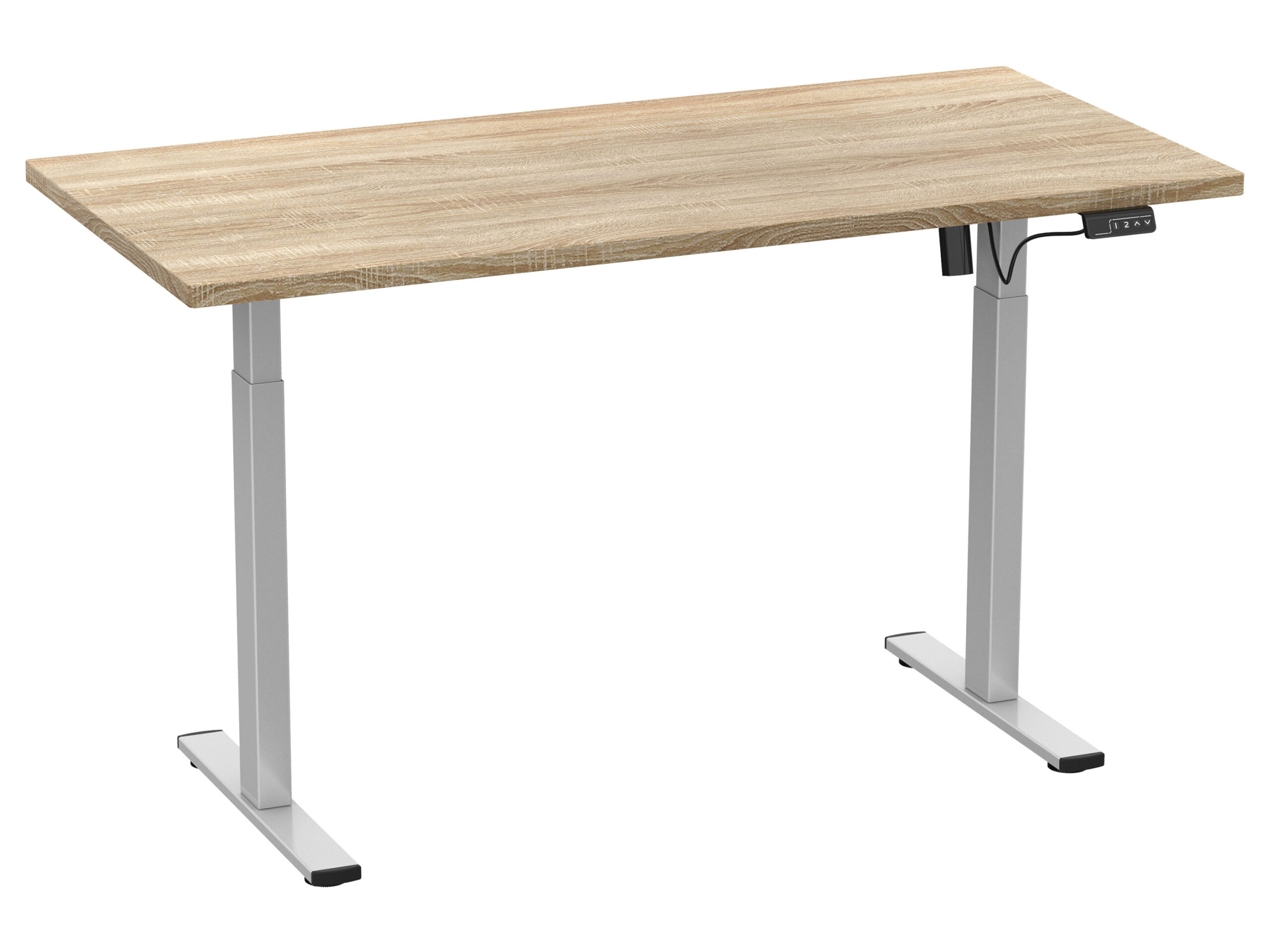 VCM Elektrisch verstelbaar bureau E-Lona (Sonoma eiken/zilver, 140 x 80 cm) (4051814435935)
