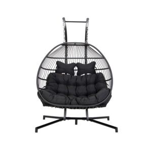 HOME DELUXE Hangstoel met frame Loma (2-zits, Zwart) (4058166418395)