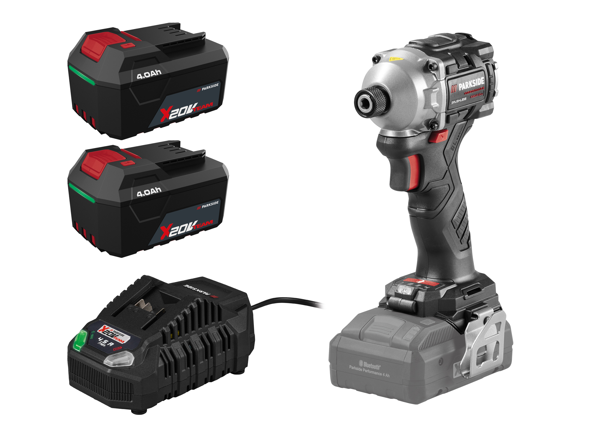 PARKSIDE Accu-slagschroevendraaier 1/4" 20 V 226 Nm, met 2 accu's 4 Ah en snellader 4,5 A (4054599427669)