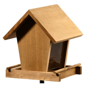DOBAR Vogel voerhuisje, met standaard (met een silo van acrylglas, Benny Brunch Golden Oak) (4055894251423)