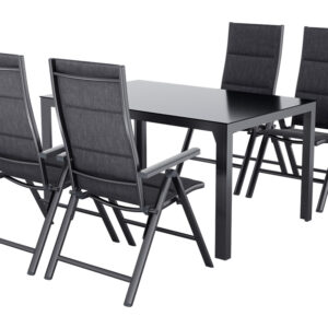 LIVARNO Alu-Premium-Set Toronto, 5-delig - standaard tafel & 4 klapstoelen. (4054599124124)