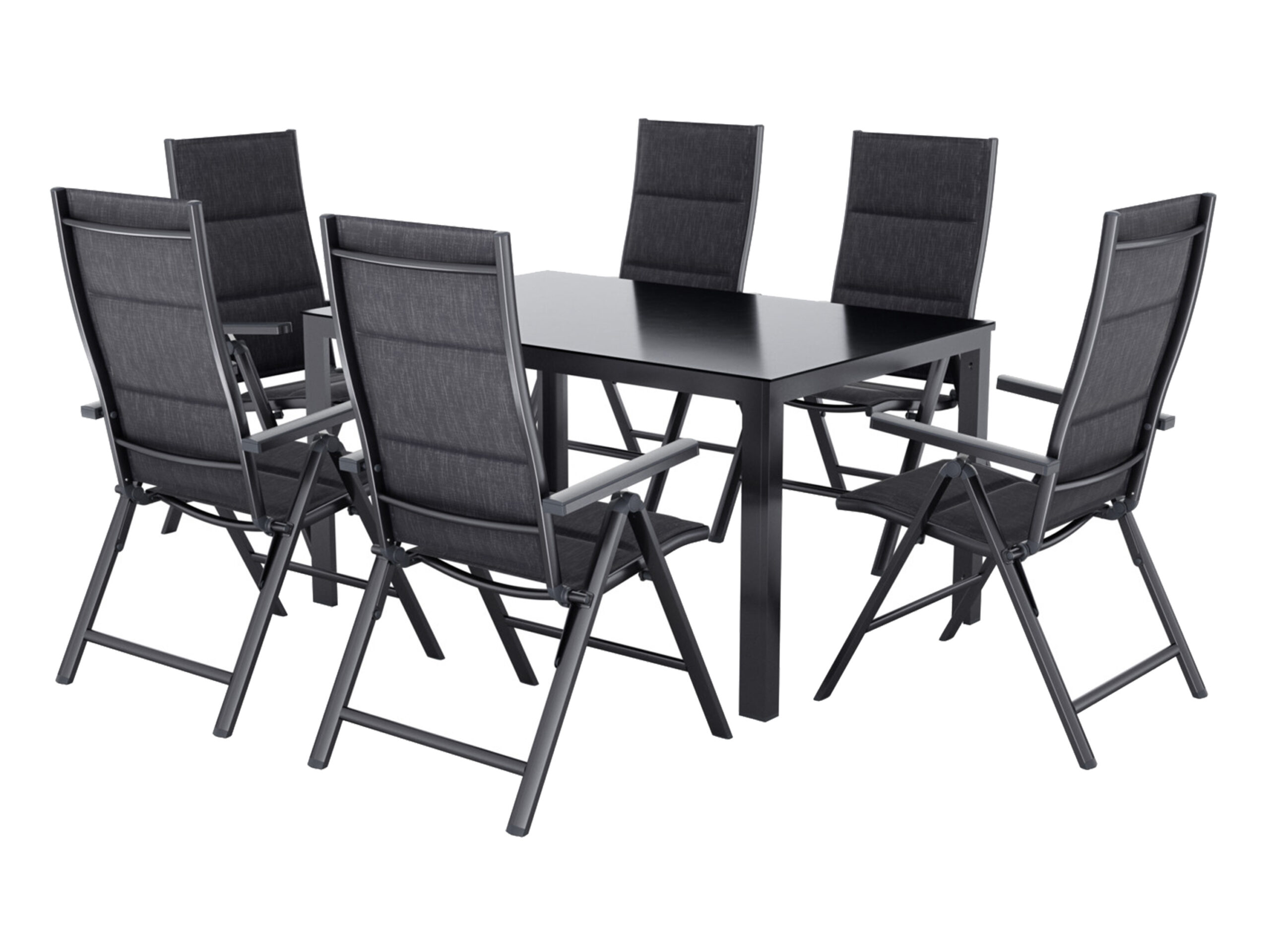 LIVARNO Alu-Premium-Set Toronto, 7-delig - Standaardtafel & 6 tuinstoelen met verstelbare rugleuning. (4054599124124)